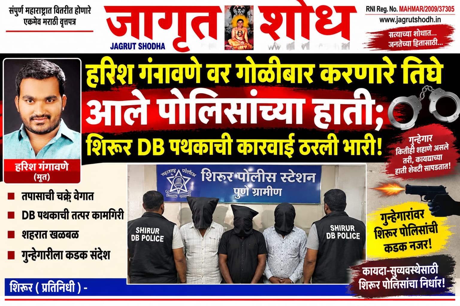 हरिश गंगावणेवर गोळीबार करणारे तिघे आले पोलिसांच्या हाती; शिरूर DB पथकाची कारवाई ठरली भारी!